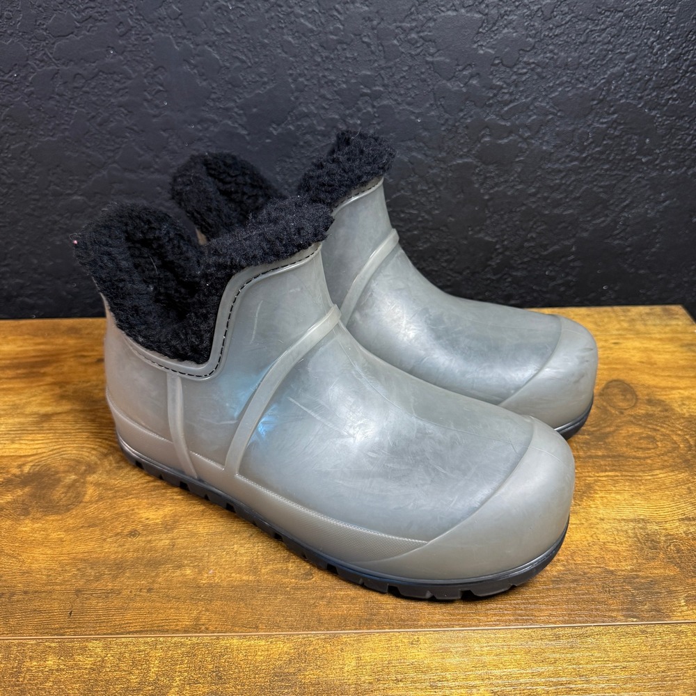 UGG Raincloud Clear 1132070 Grey Synthetic Rain Boots Women Size 9